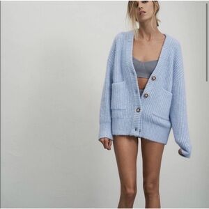 Zara Light Blue Chunky Oversized Cardigan size Medium